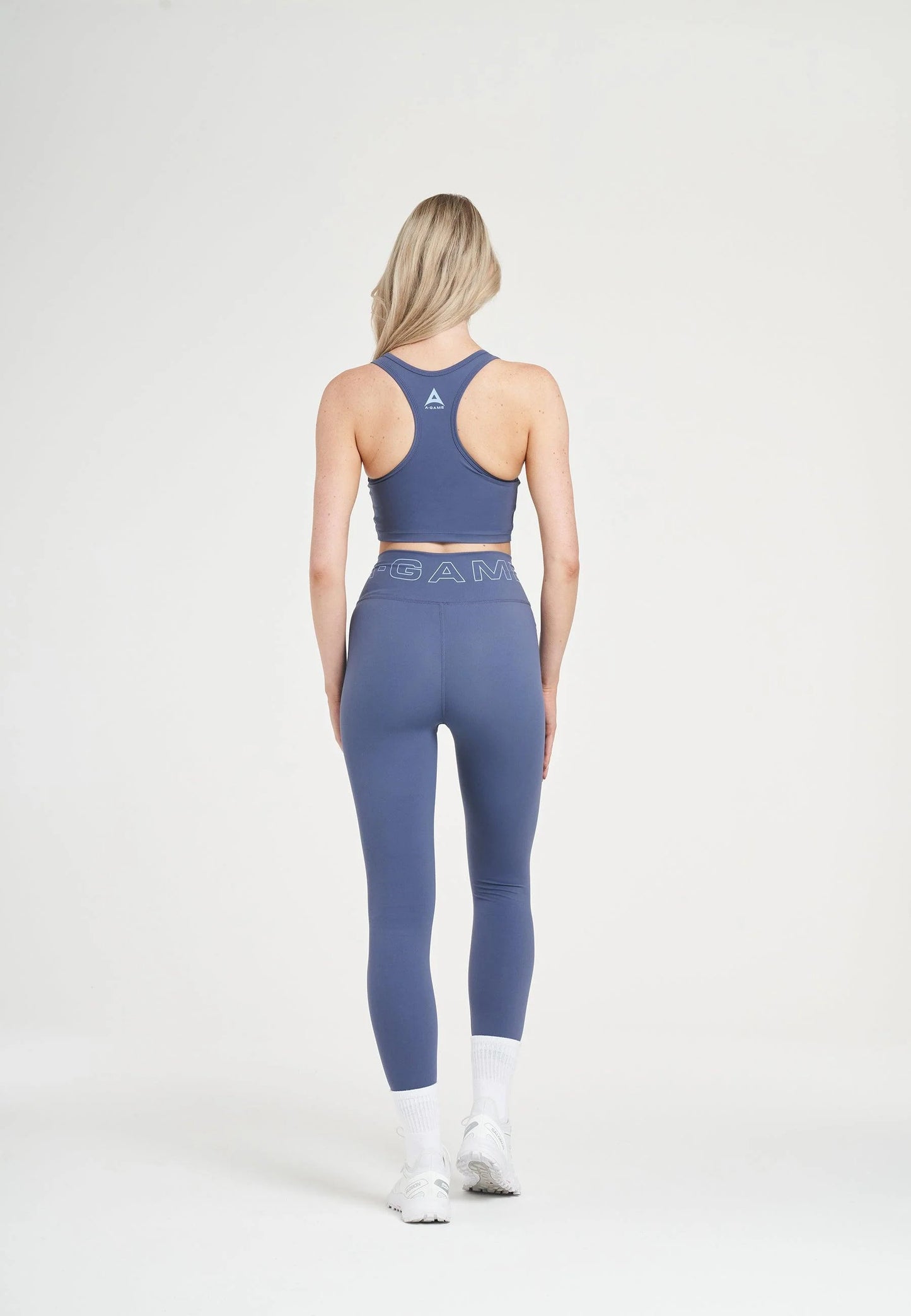WOMENS A-GAME SQUARE NECK SPORTS BRA - BLUE