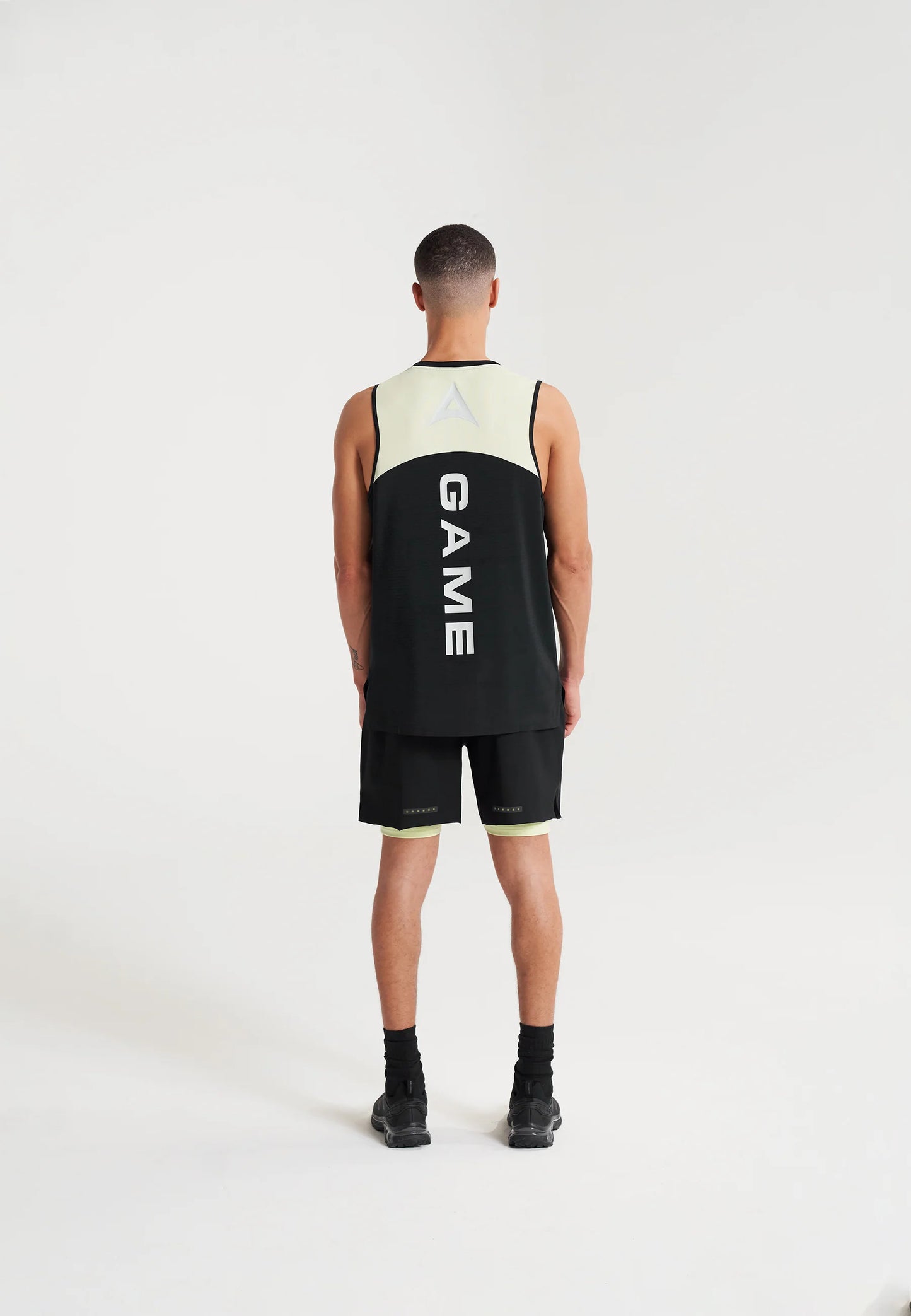 MENS A-GAME TRAINING TANK TOP - BLACK/LIME