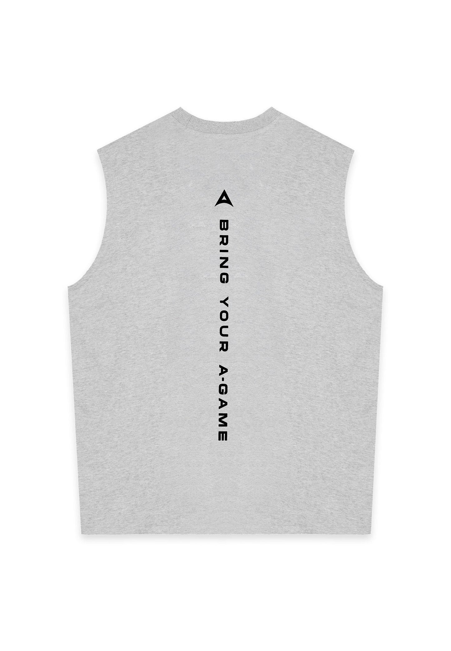 MENS BRING YOUR A-GAME GRAPHIC SLEEVELESS T-SHIRT - GREY MARL