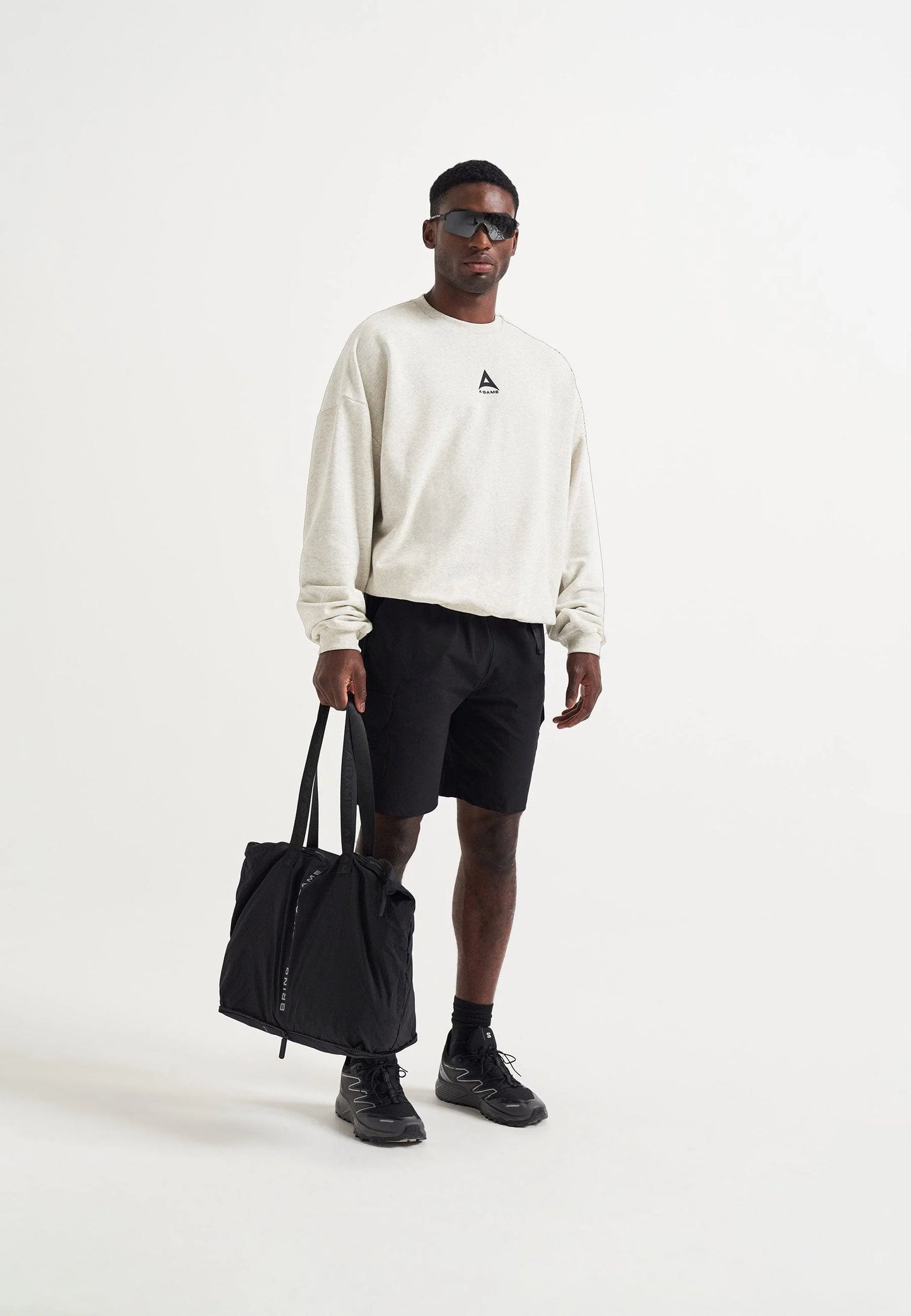 MENS A-GAME LOGO GRAPHIC RELAXED SWEATSHIRT - SNOW MARL