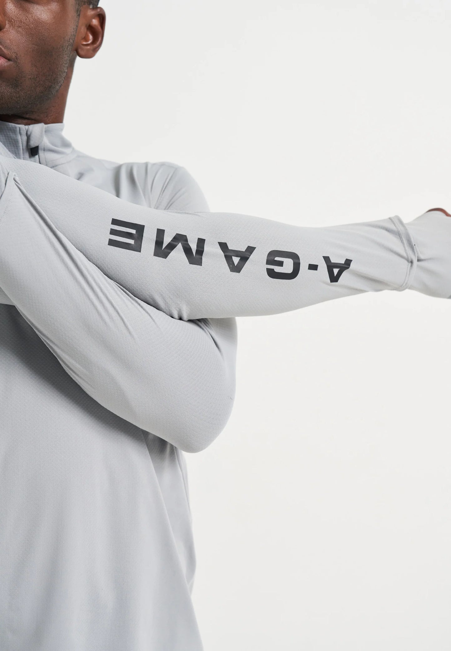 MENS A-GAME PERFORMANCE LONG SLEEVE TRAINING TOP - STEEL GREY