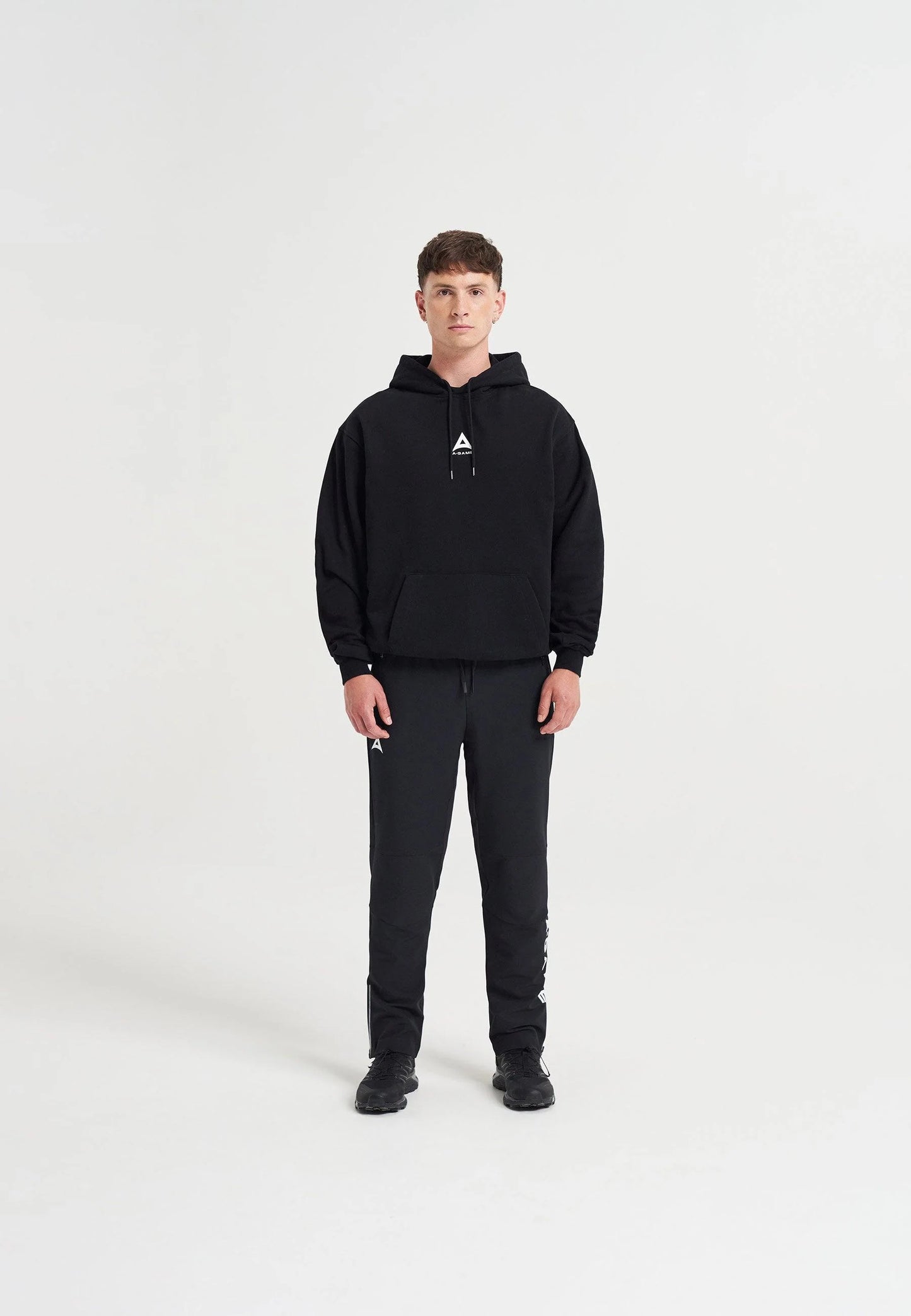 MENS A-GAME LOGO GRAPHIC RELAXED HOODIE - BLACK