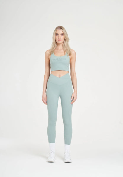 WOMENS A-GAME SQUARE NECK SPORTS BRA - SAGE GREEN
