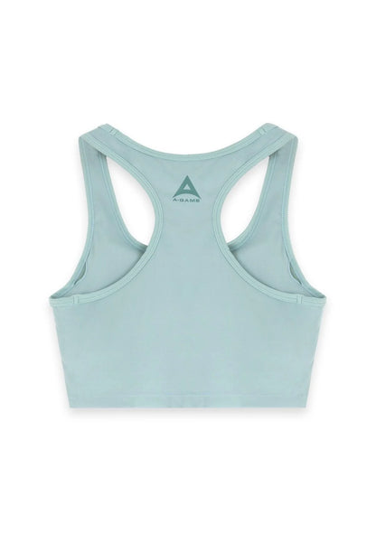 WOMENS A-GAME SQUARE NECK SPORTS BRA - SAGE GREEN