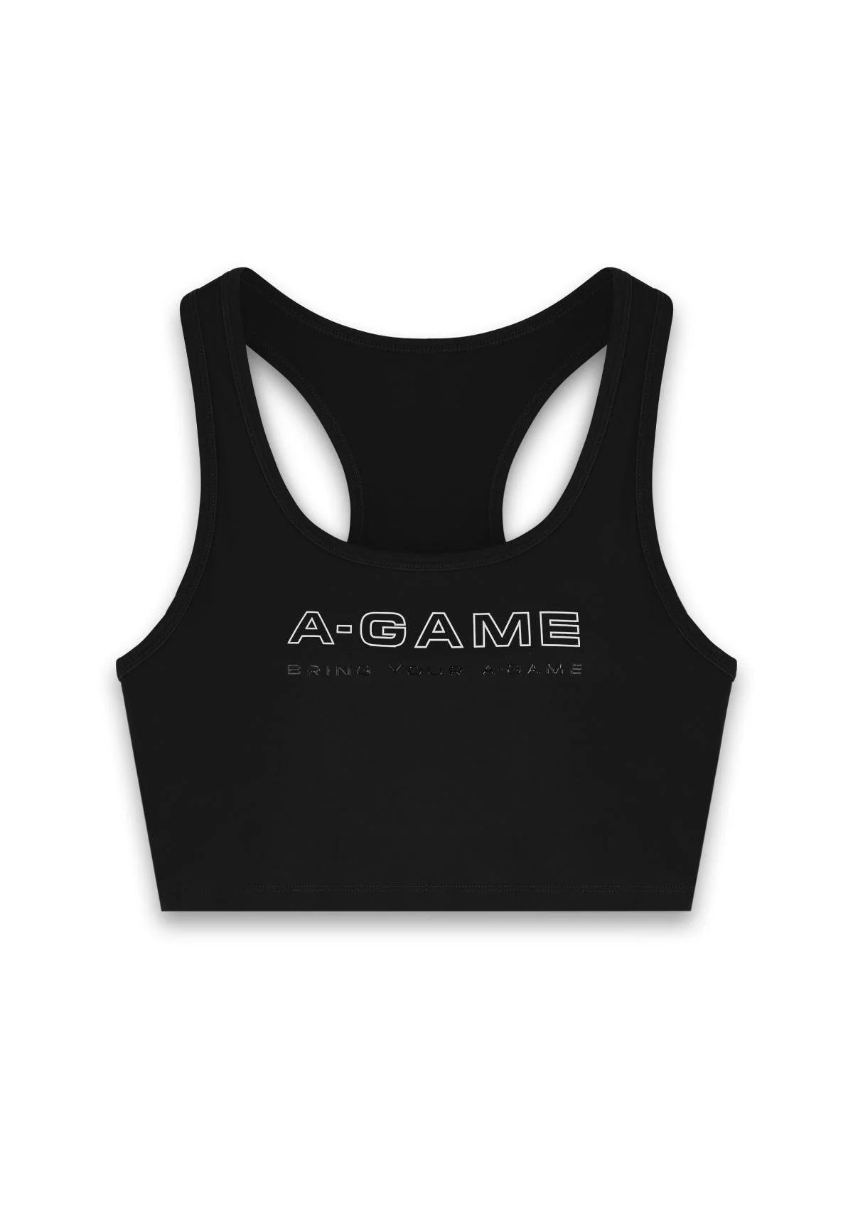 WOMENS A-GAME SQUARE NECK SPORTS BRA - BLACK