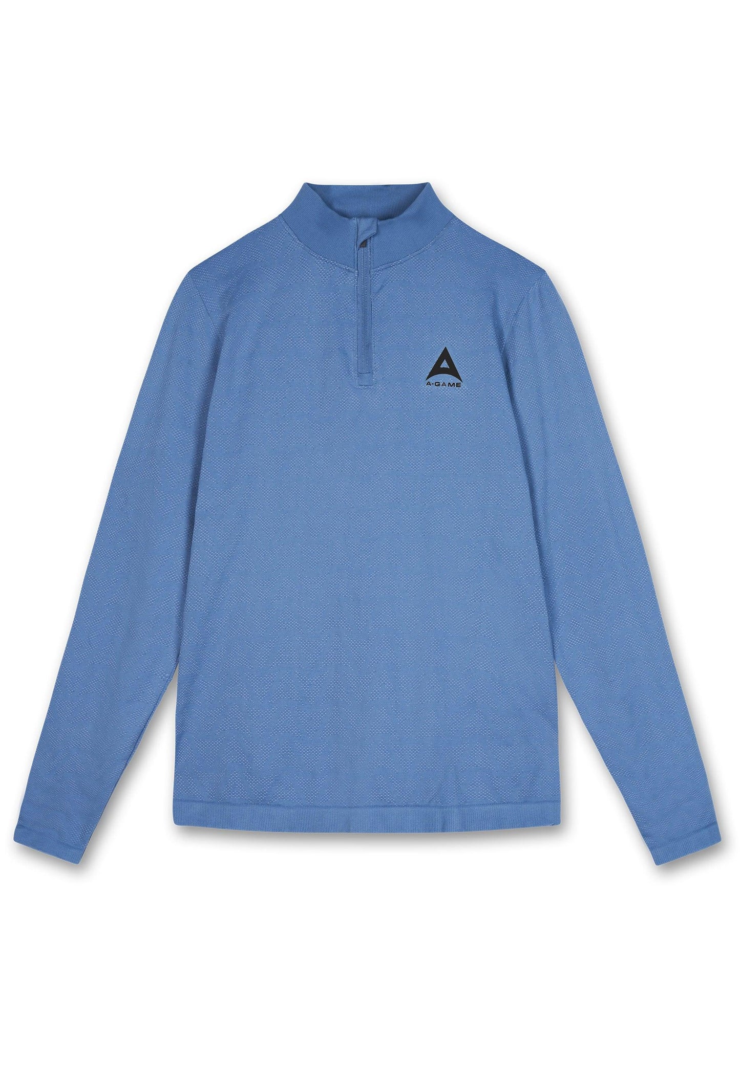 MENS A-GAME SEAMLESS LOGO TRAINING LONG SLEEVE TOP - OCEAN BLUE