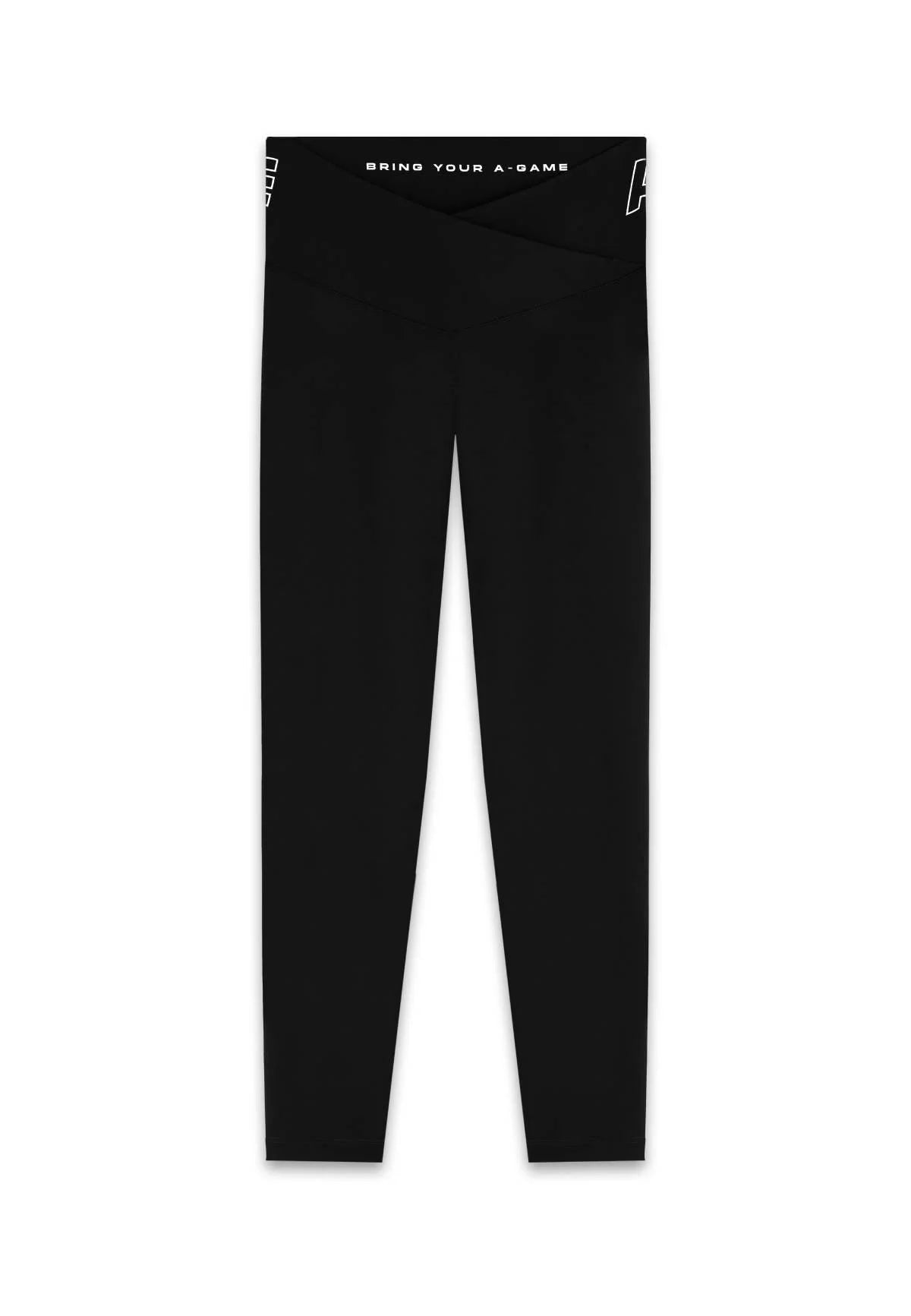 WOMENS A-GAME HIGH WAISTED WRAPPED YOGA LEGGINGS - BLACK