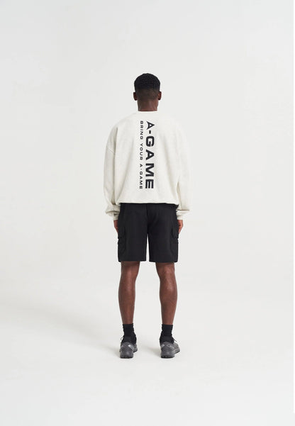 MENS A-GAME LOGO GRAPHIC RELAXED SWEATSHIRT - SNOW MARL