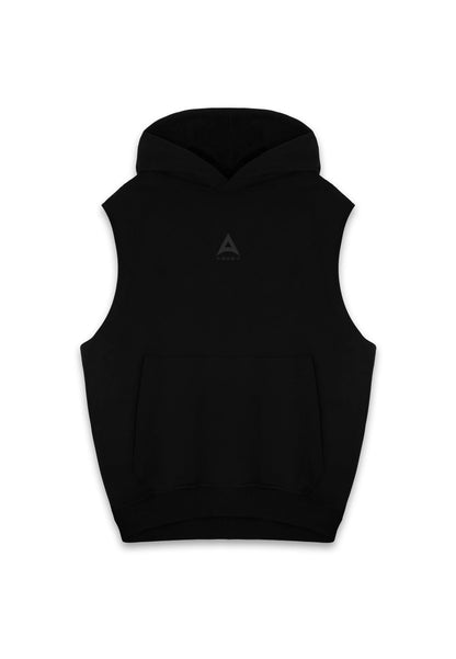 MENS A-GAME LOGO GRAPHIC SLEEVELESS HOODIE - BLACK