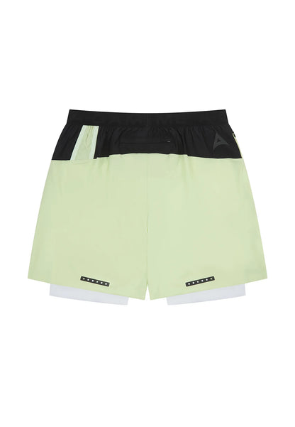 MENS A-GAME 2 IN 1 TRAINING SHORTS - LIME/BLACK/WHITE