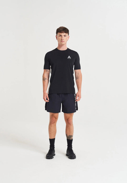 MENS A-GAME PANELLED TRAINING T-SHIRT - BLACK/LT GREY