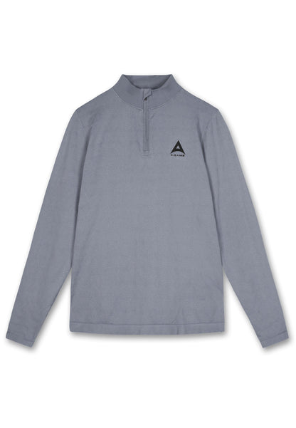 MENS A-GAME SEAMLESS LOGO TRAINING LONG SLEEVE TOP - STEEL GREY
