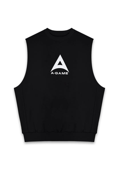 MENS BRING YOUR A-GAME GRAPHIC SLEEVELESS SWEATSHIRT - BLACK