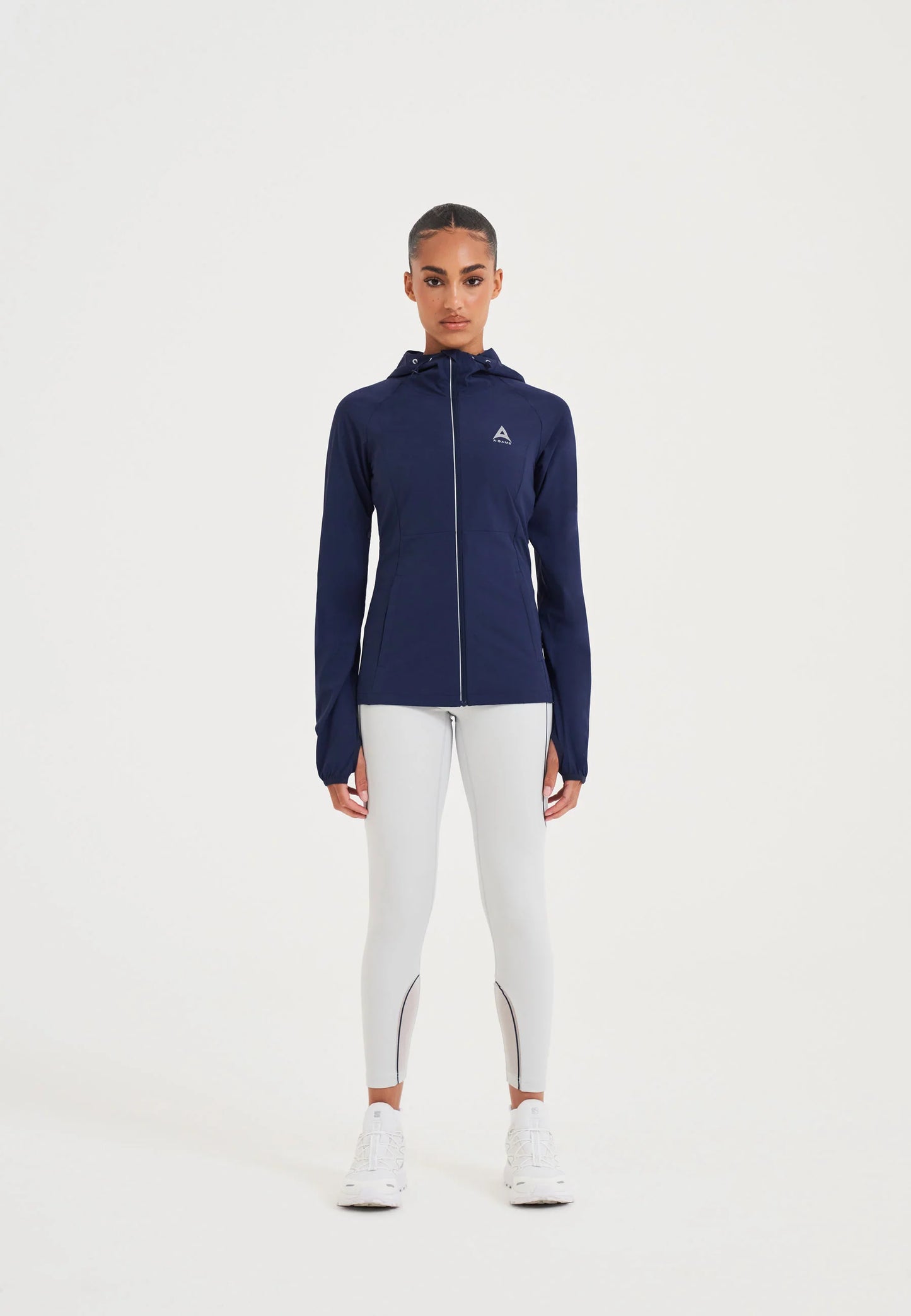 WOMENS A-GAME LIGHTWEIGHT FITTED RUNNING JACKET - CROWN BLUE/SILVER