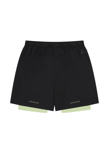 MENS A-GAME 2 IN 1 TRAINING SHORTS - BLACK/LIME