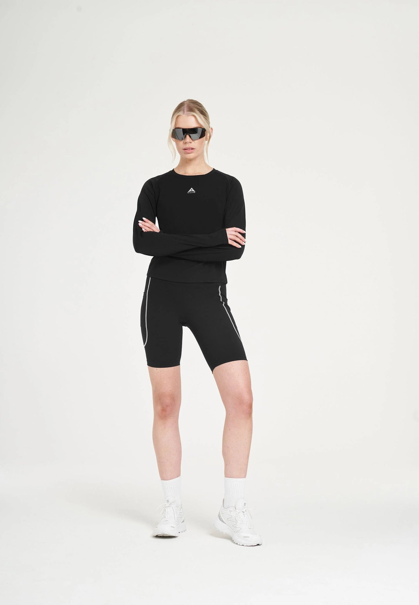 WOMENS A-GAME FITTED LONG SLEEVE TRAINING TOP - BLACK