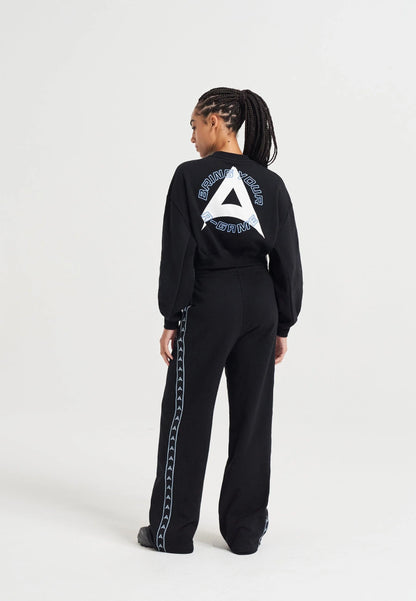 WOMENS A-GAME TAPED STRAIGHT LEG SWEAT PANTS - BLACK