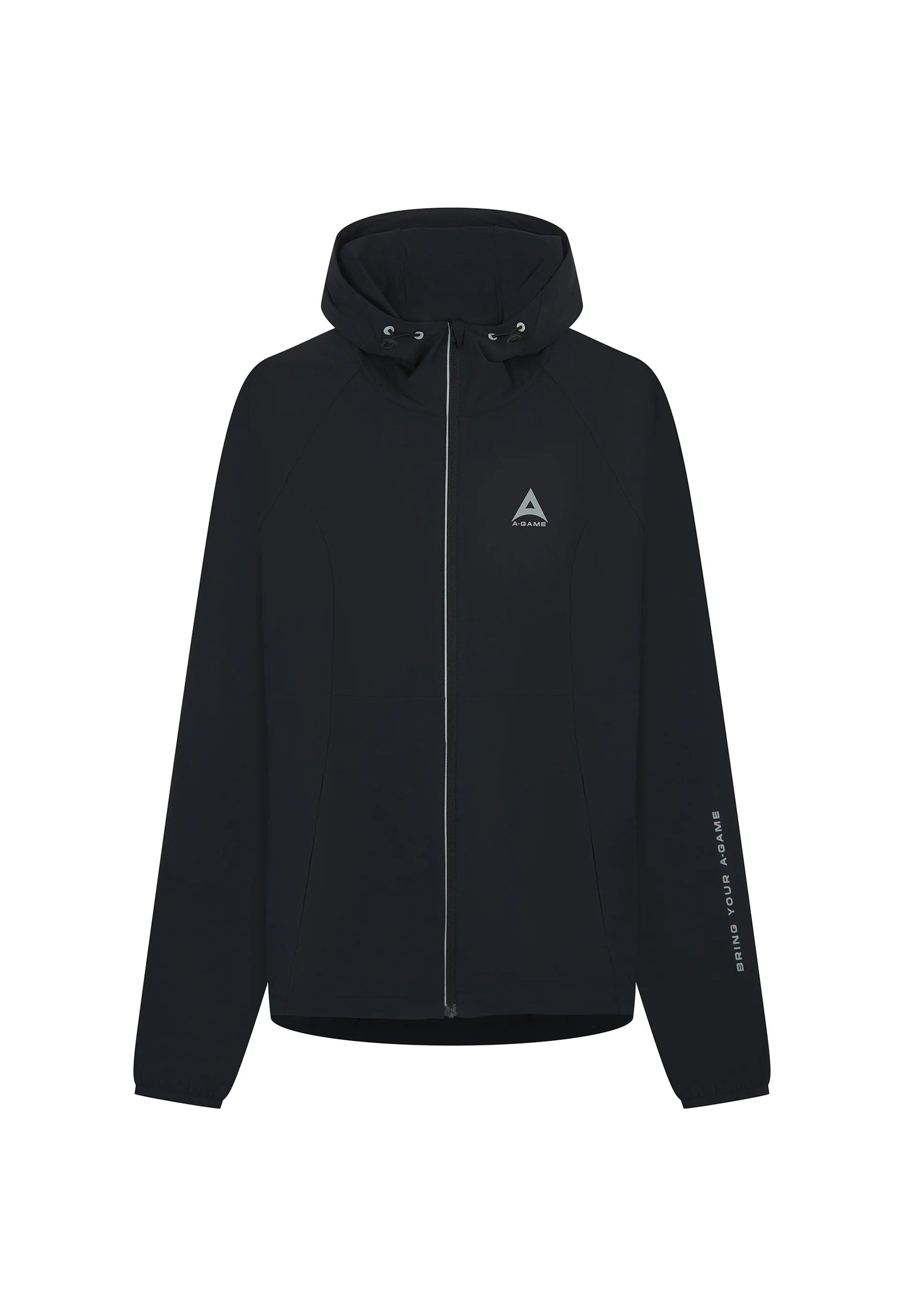 WOMENS A-GAME LIGHTWEIGHT FITTED RUNNING JACKET - BLACK/SILVER