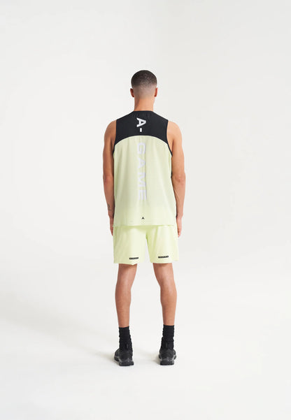 MENS A-GAME 2 IN 1 TRAINING SHORTS - LIME/BLACK/WHITE