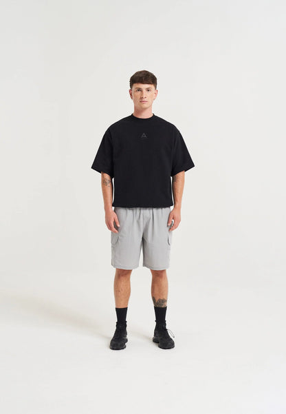 MENS A-GAME LOGO GRAPHIC SHORT SLEEVE SWEATSHIRT - BLACK