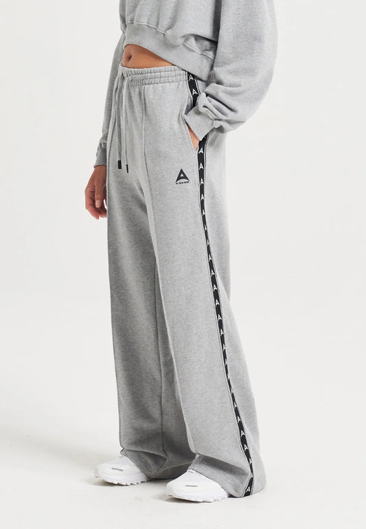 WOMENS A-GAME TAPED STRAIGHT LEG SWEAT PANTS - GREY MARL