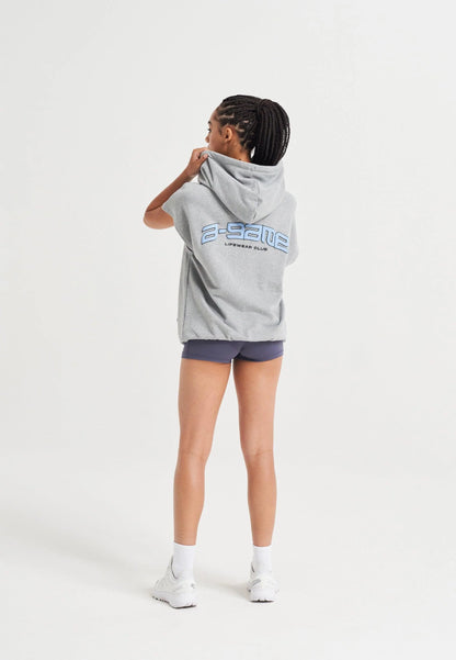 WOMENS A-GAME ROTATE LOGO CROPPED SLEEVELESS HOODIE - GREY MARL
