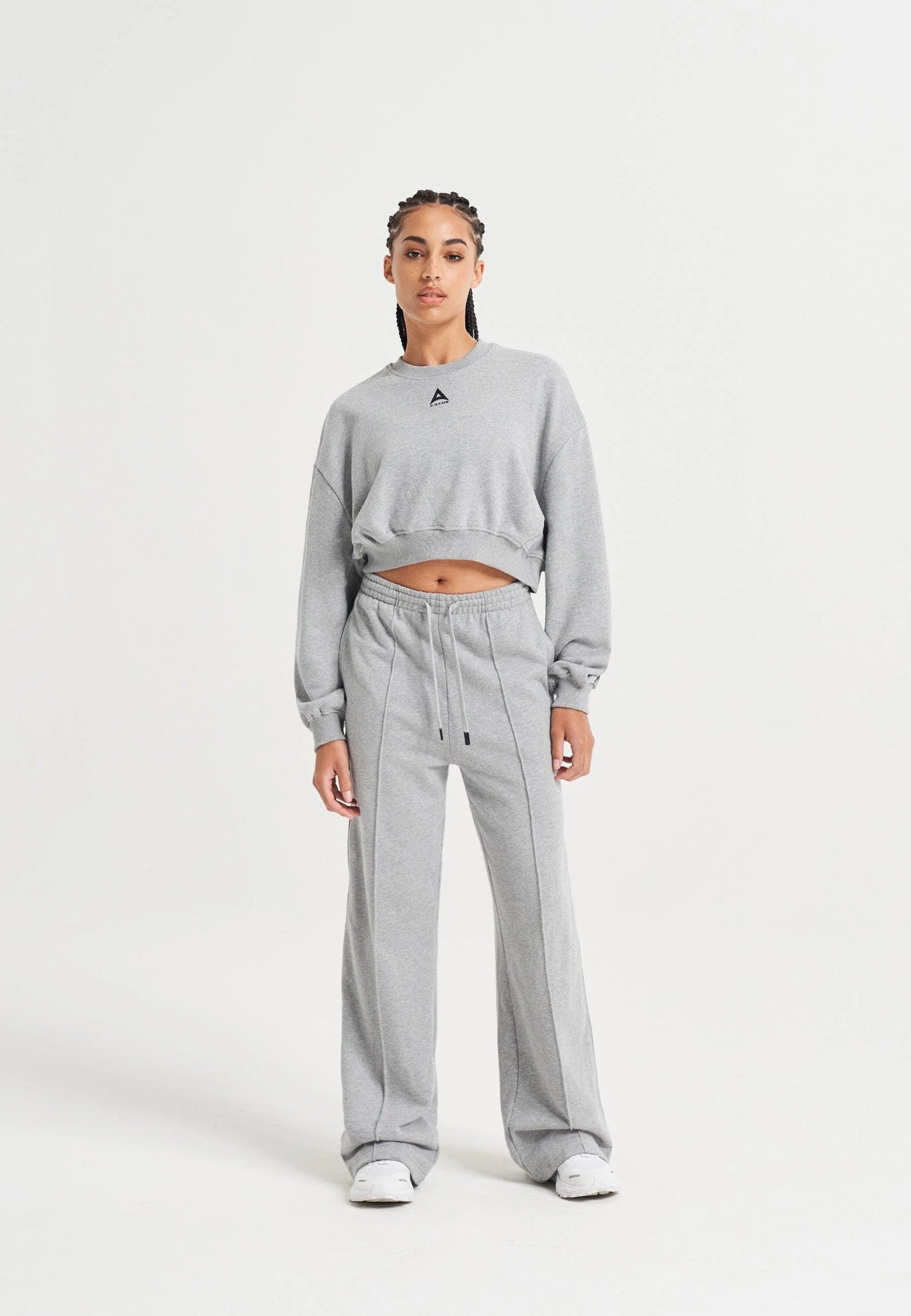 WOMENS BRING YOUR A-GAME CROPPED SWEATSHIRT - GREY MARL