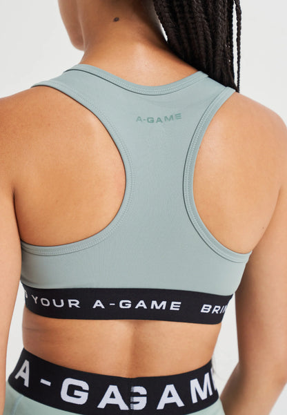 WOMENS A-GAME LOGO TRAINING BRA - SAGE GREEN