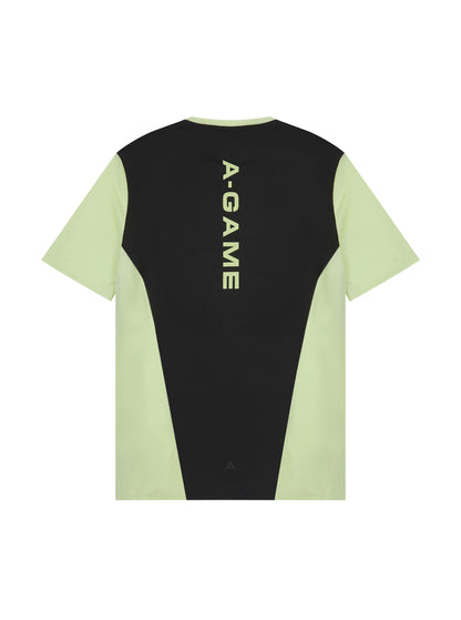 MENS A-GAME PANELLED TRAINING T-SHIRT - LIME/BLACK