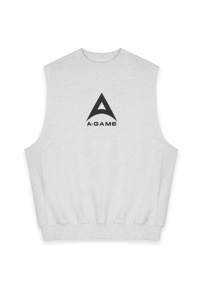 MENS BRING YOUR A-GAME GRAPHIC SLEEVELESS SWEATSHIRT - SNOW MARL