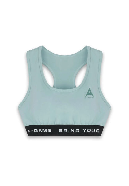 WOMENS A-GAME LOGO TRAINING BRA - SAGE GREEN