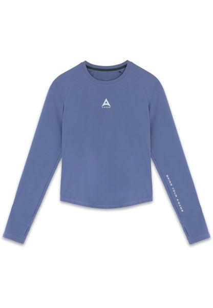 WOMENS A-GAME FITTED LONG SLEEVE TRAINING TOP - BLUE