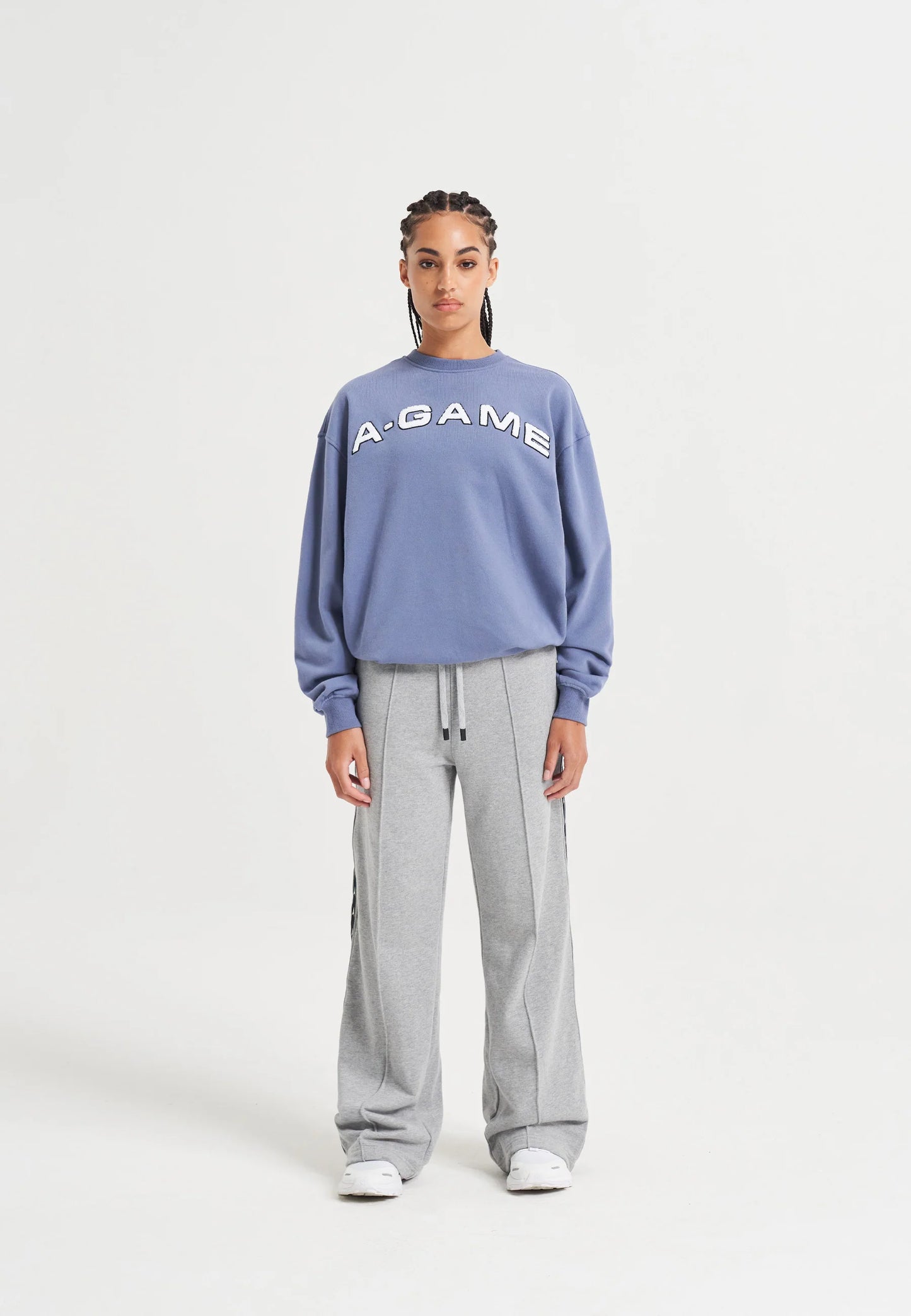 WOMENS A-GAME CHENILLE LOGO SWEATSHIRT - ELEMENTAL BLUE