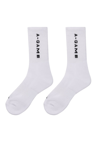 CREW SOCKS TEXT LOGO - WHITE/BLACK