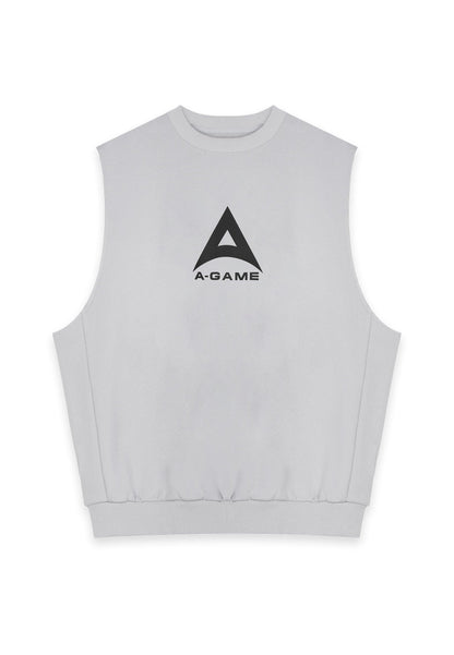 MENS BRING YOUR A-GAME GRAPHIC SLEEVELESS SWEATSHIRT - STEEL GREY