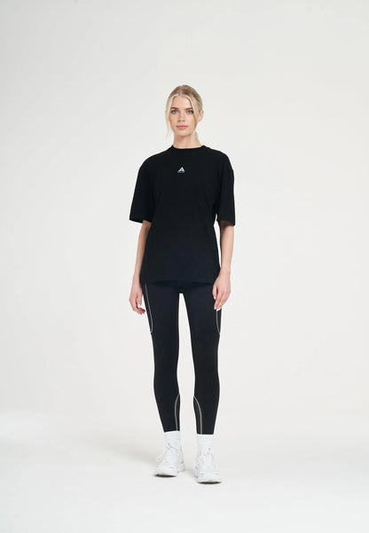 WOMENS A-GAME STAR GRAPHIC RELAXED T-SHIRT - BLACK