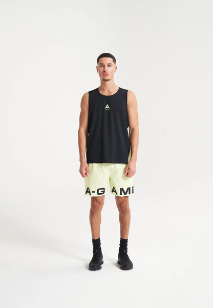 MENS A-GAME 2 IN 1 TRAINING SHORTS - LIME/BLACK/WHITE