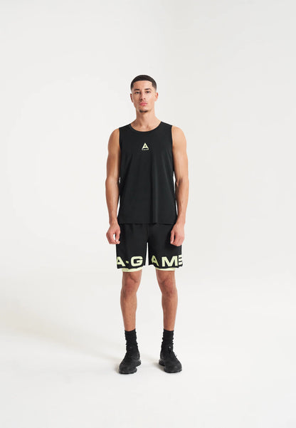 MENS A-GAME 2 IN 1 TRAINING SHORTS - BLACK/LIME