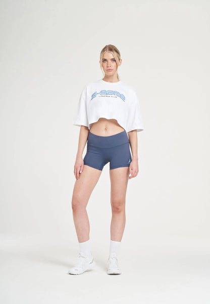 WOMENS A-GAME LOGO MINI TRAINING SHORTS - BLUE