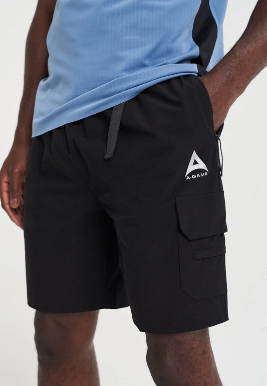 MENS A-GAME TECH CARGO SHORTS - BLACK