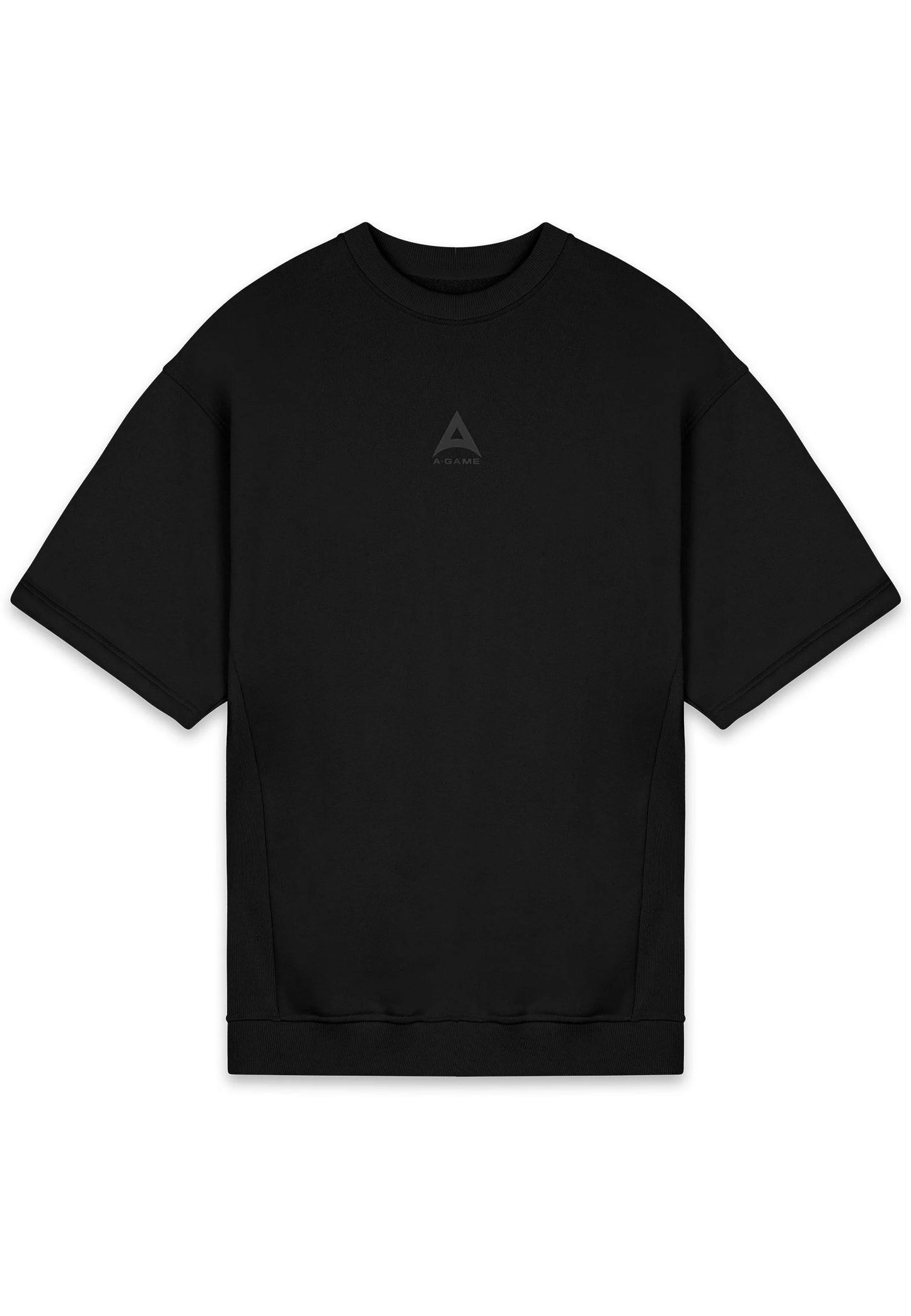 MENS A-GAME LOGO GRAPHIC SHORT SLEEVE SWEATSHIRT - BLACK