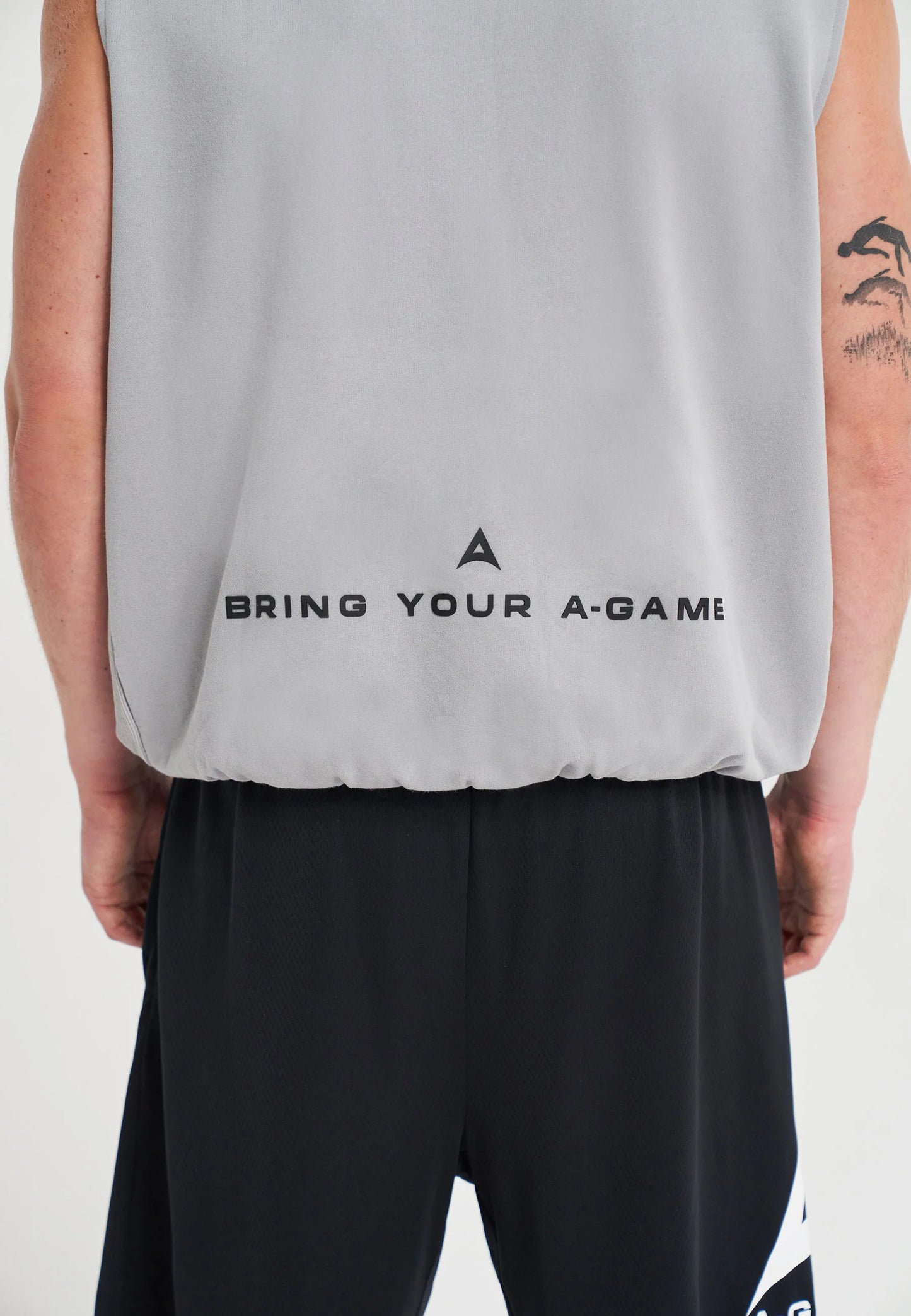 MENS BRING YOUR A-GAME GRAPHIC SLEEVELESS SWEATSHIRT - STEEL GREY