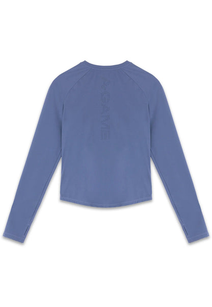 WOMENS A-GAME FITTED LONG SLEEVE TRAINING TOP - BLUE