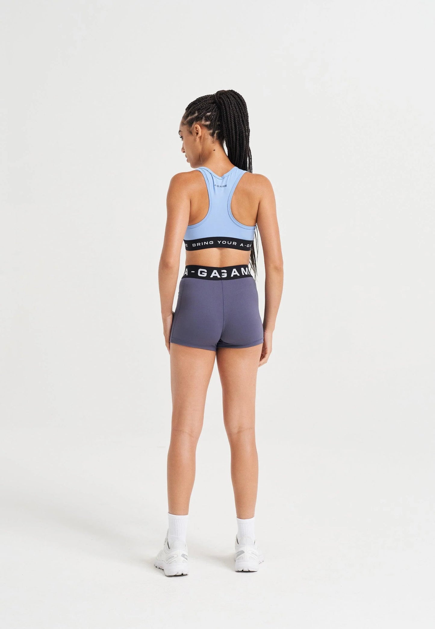 WOMENS A-GAME LOGO TRAINING BRA - BLUE