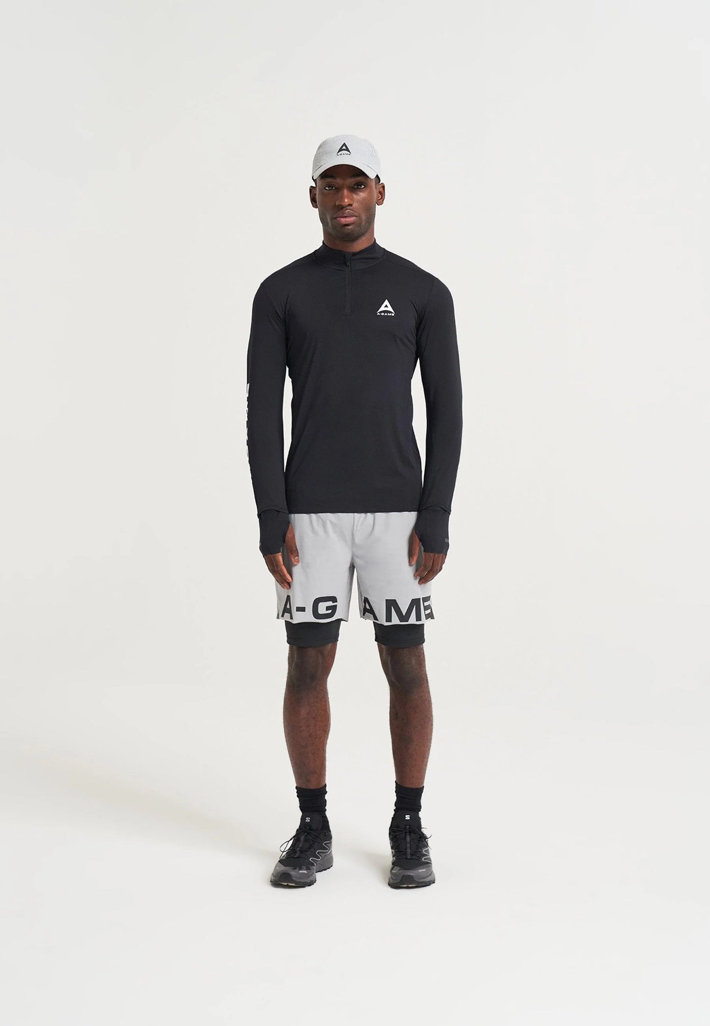 MENS A-GAME 2 IN 1 TRAINING SHORTS - STEEL GREY