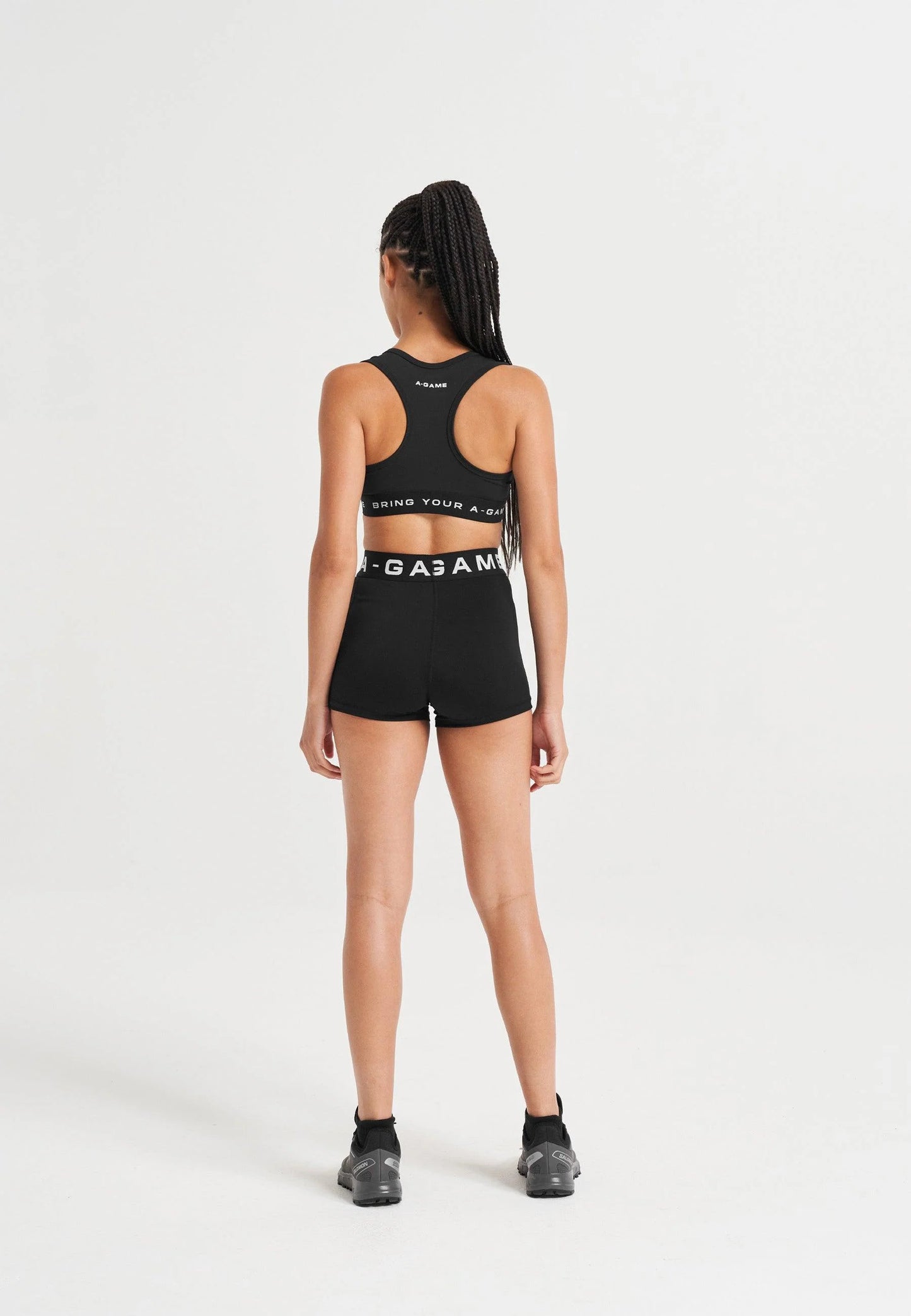 WOMENS A-GAME LOGO TRAINING BRA - BLACK