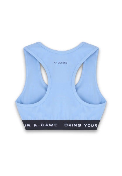 WOMENS A-GAME LOGO TRAINING BRA - BLUE