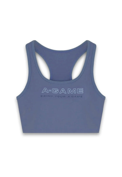 WOMENS A-GAME SQUARE NECK SPORTS BRA - BLUE