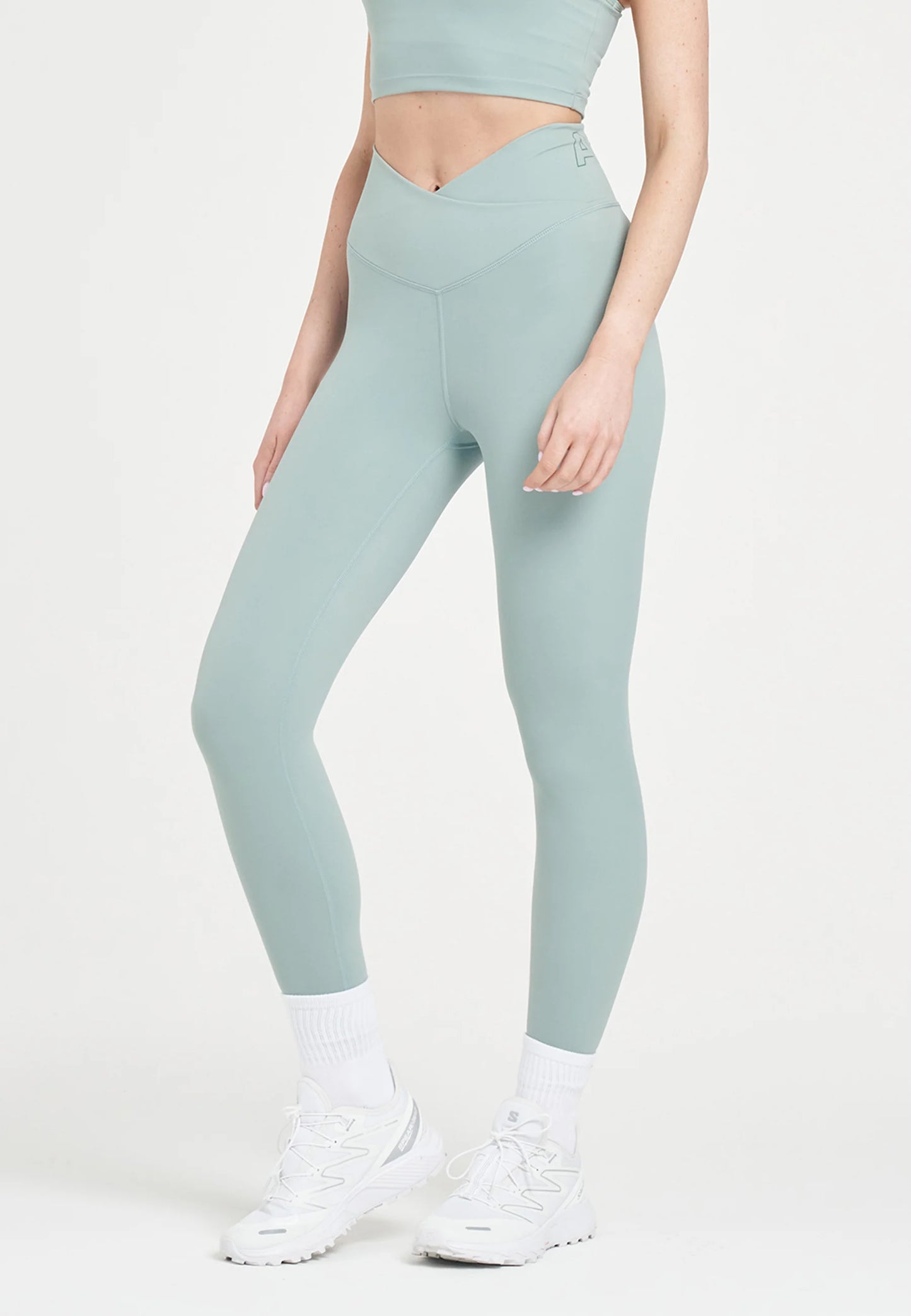 WOMENS A-GAME  WRAPPED YOGA LEGGINGS - SAGE GREEN