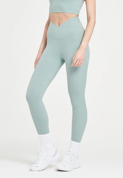 WOMENS A-GAME  WRAPPED YOGA LEGGINGS - SAGE GREEN